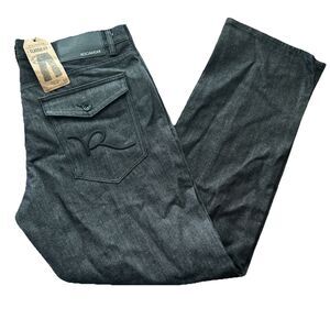 Rocawear Classic Fit Men’s R Script Black Denim Flap Jeans 38x35 NWTS Baggy Y2K
